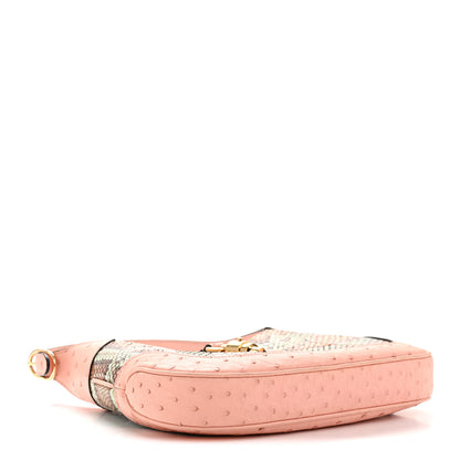 Gucci Snakeskin Ostrich Calfskin Small Jackie 1961 Hobo Pink Multicolor 4 of 14