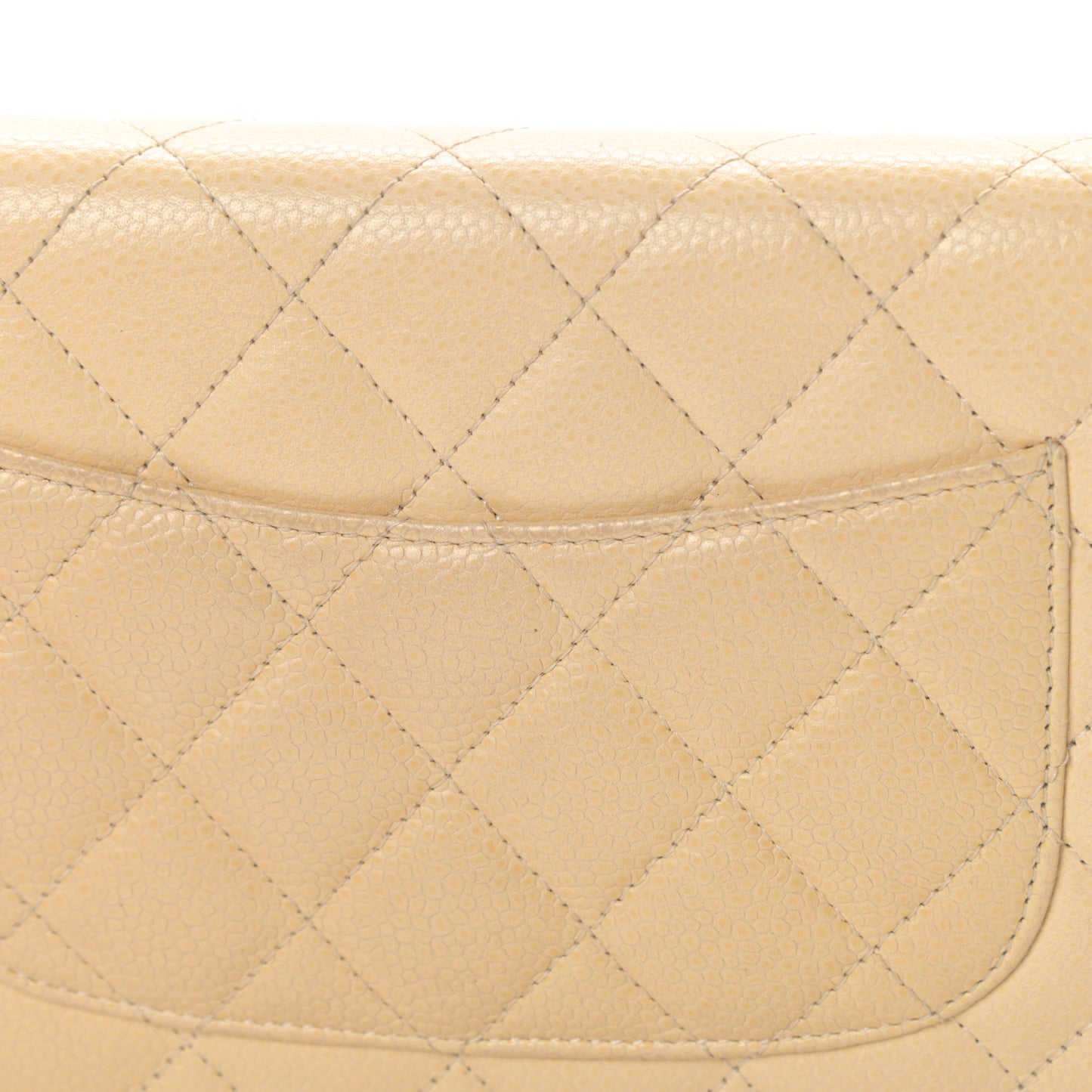 Caviar Quilted Wallet On Chain WOC Beige