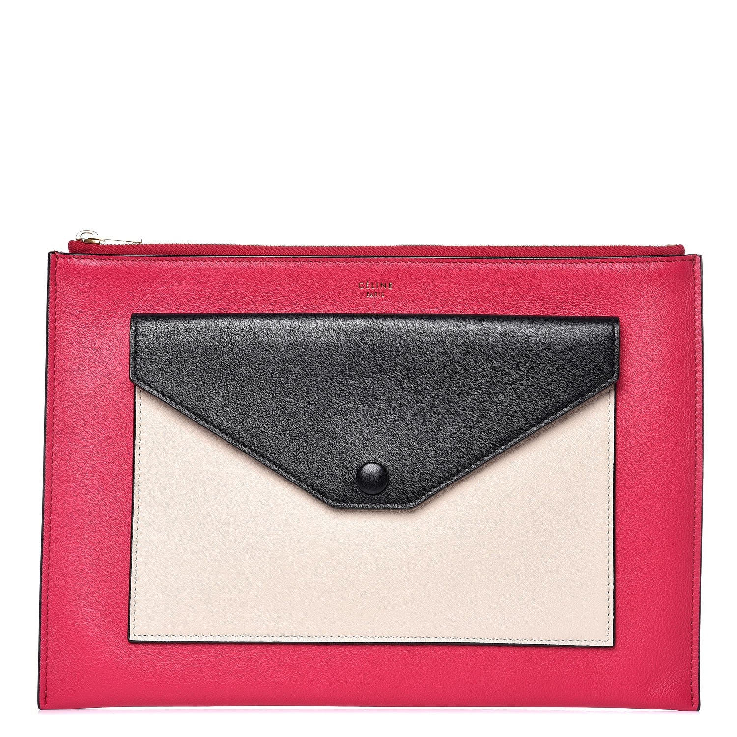 Celine Calfskin Flap Pocket Clutch Fuchsia 1 of 7