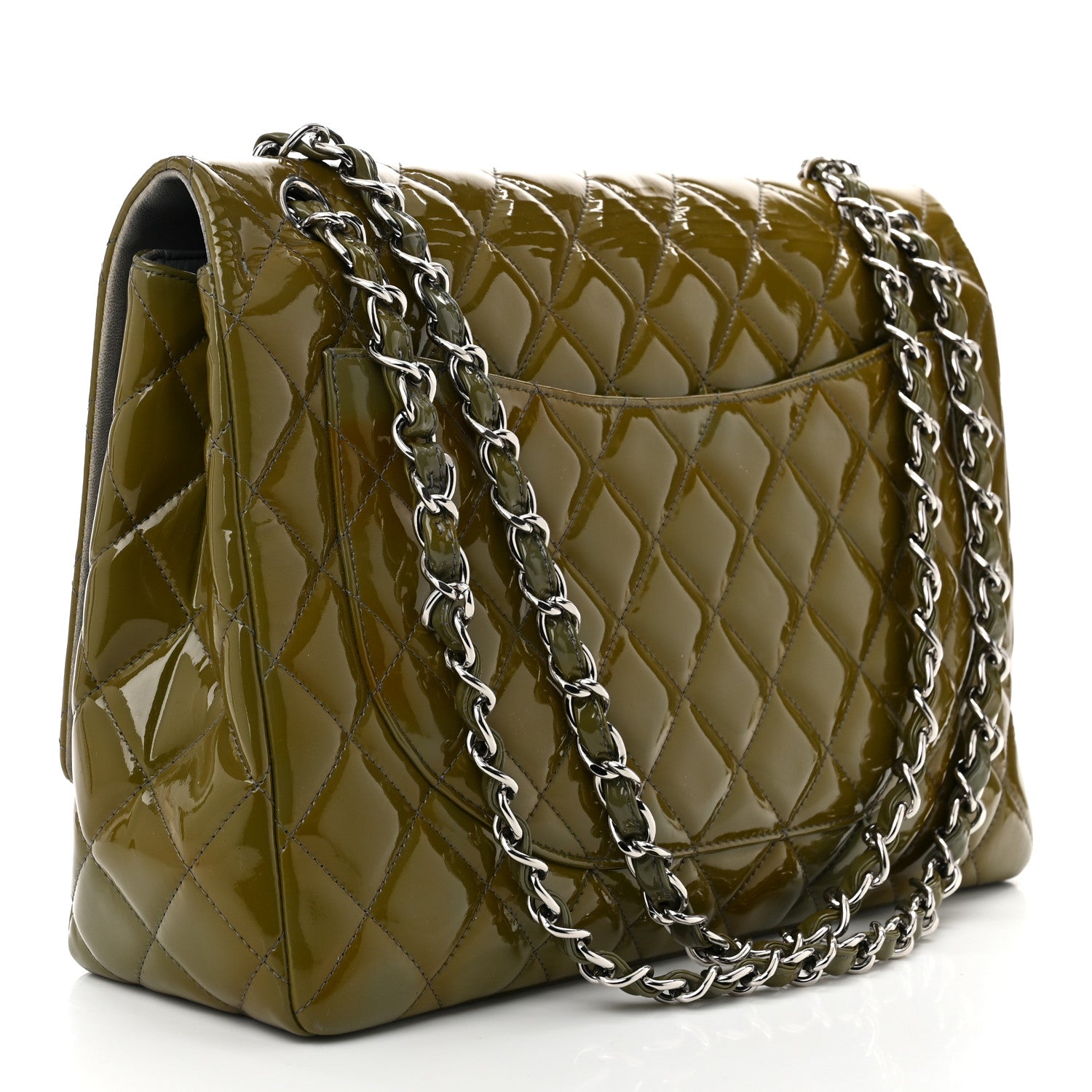 Chanel Patent Quilted Maxi Single Flap Grey 3 of 11