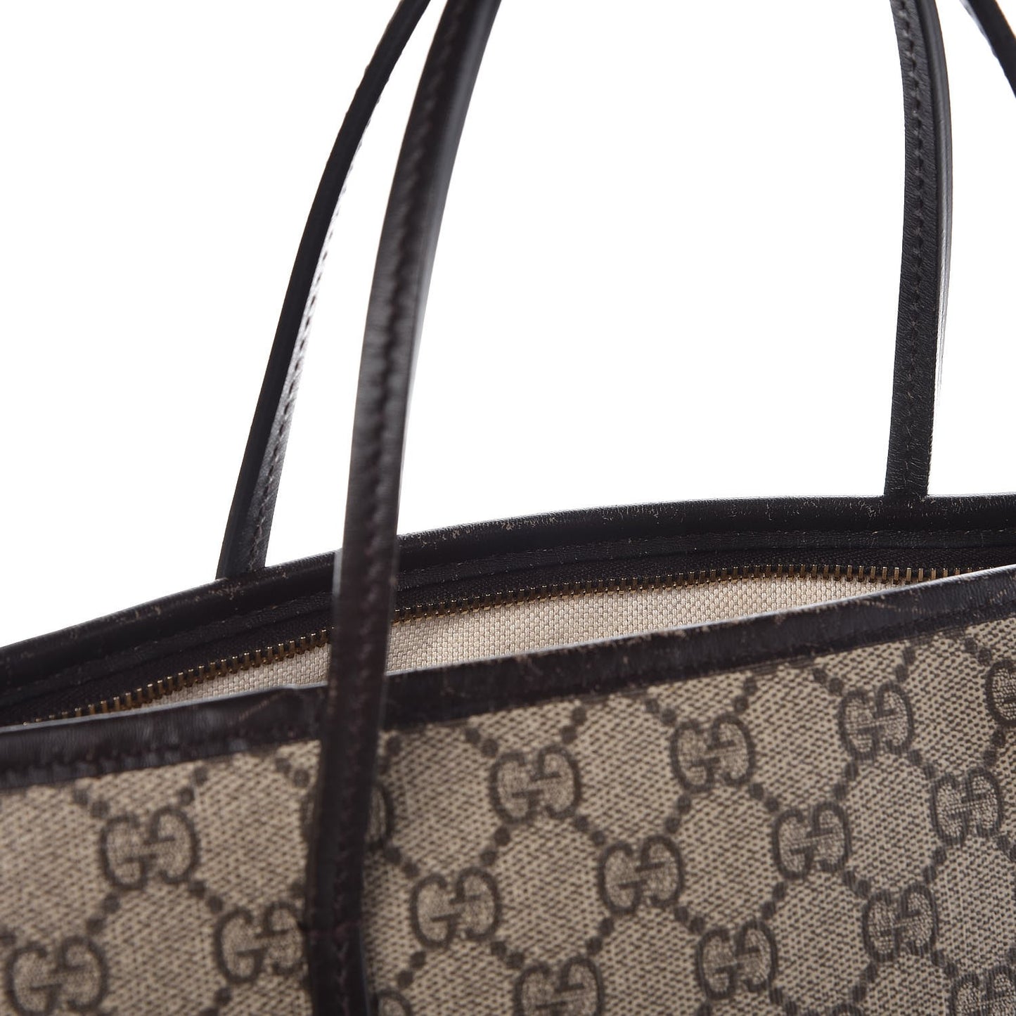 GG Supreme Monogram Small Zippered Tote Dark Brown