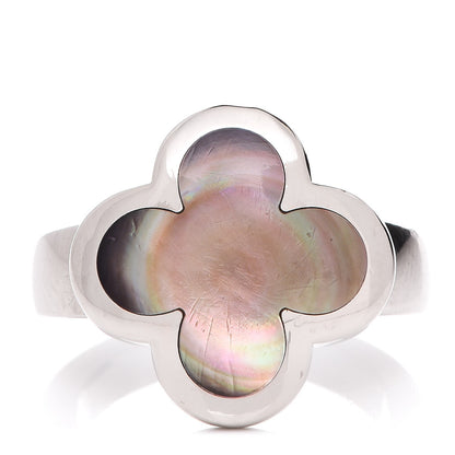 Van Cleef & Arpels 18K White Gold Mother of Pearl Pure Alhambra Ring 49 4.75 1 of 13
