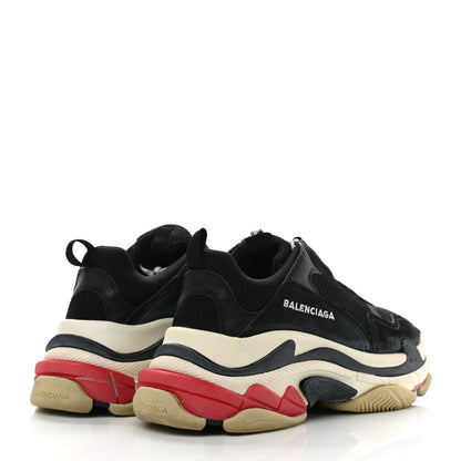 Balenciaga Fabric Mesh Washed Effect Womens Triple S Sneakers 38 Black Red 4 of 12