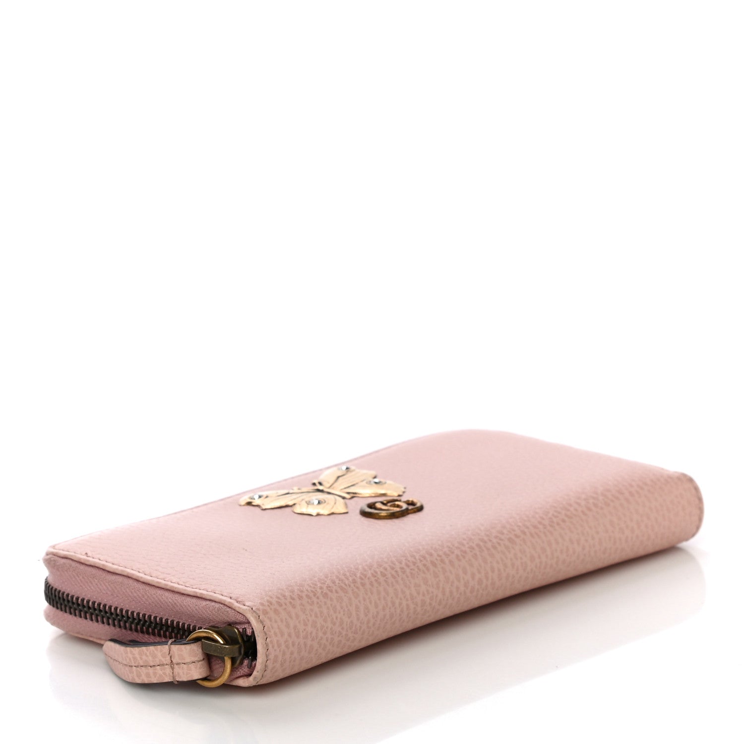 Gucci Calfskin Butterfly Farfalla Zip Around Wallet Perfect Pink 4 of 13