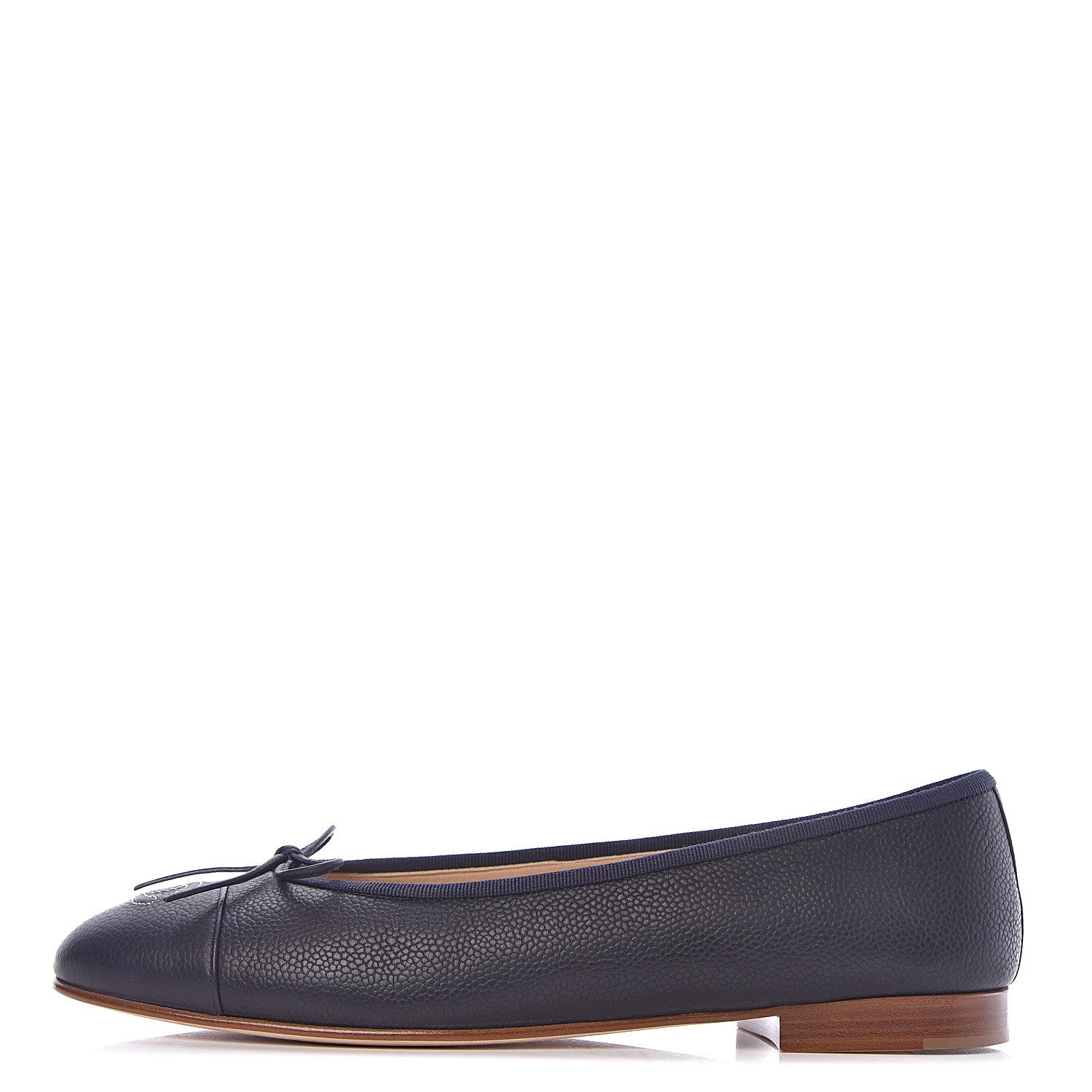 Chanel Caviar CC Cap Toe Ballerina Flats 40.5 Marine 1 of 10