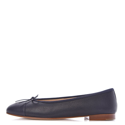Chanel Caviar CC Cap Toe Ballerina Flats 40.5 Marine 1 of 10
