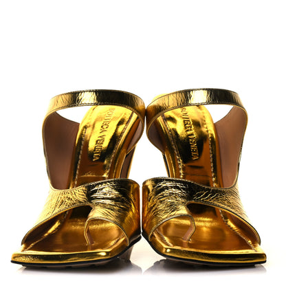 Bottega Veneta Vitello Lame Square Toe Sandals 35 Gold 2 of 8