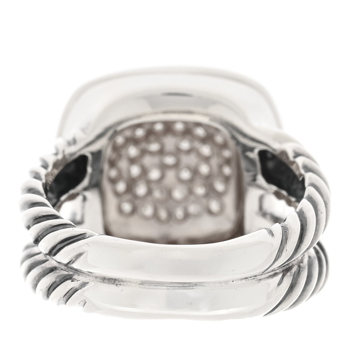 Sterling Silver Diamond 11mm Albion Pave Ring 53 6.25