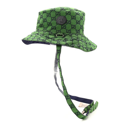 Gucci Monogram Multicolor Reversible Self-Tie Bucket Hat S Green Blue 8 of 16