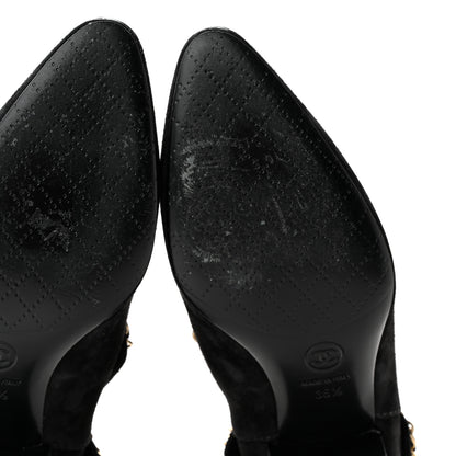 Chanel Suede Calfskin Chain CC Short Boots 36.5 Black 9 of 10