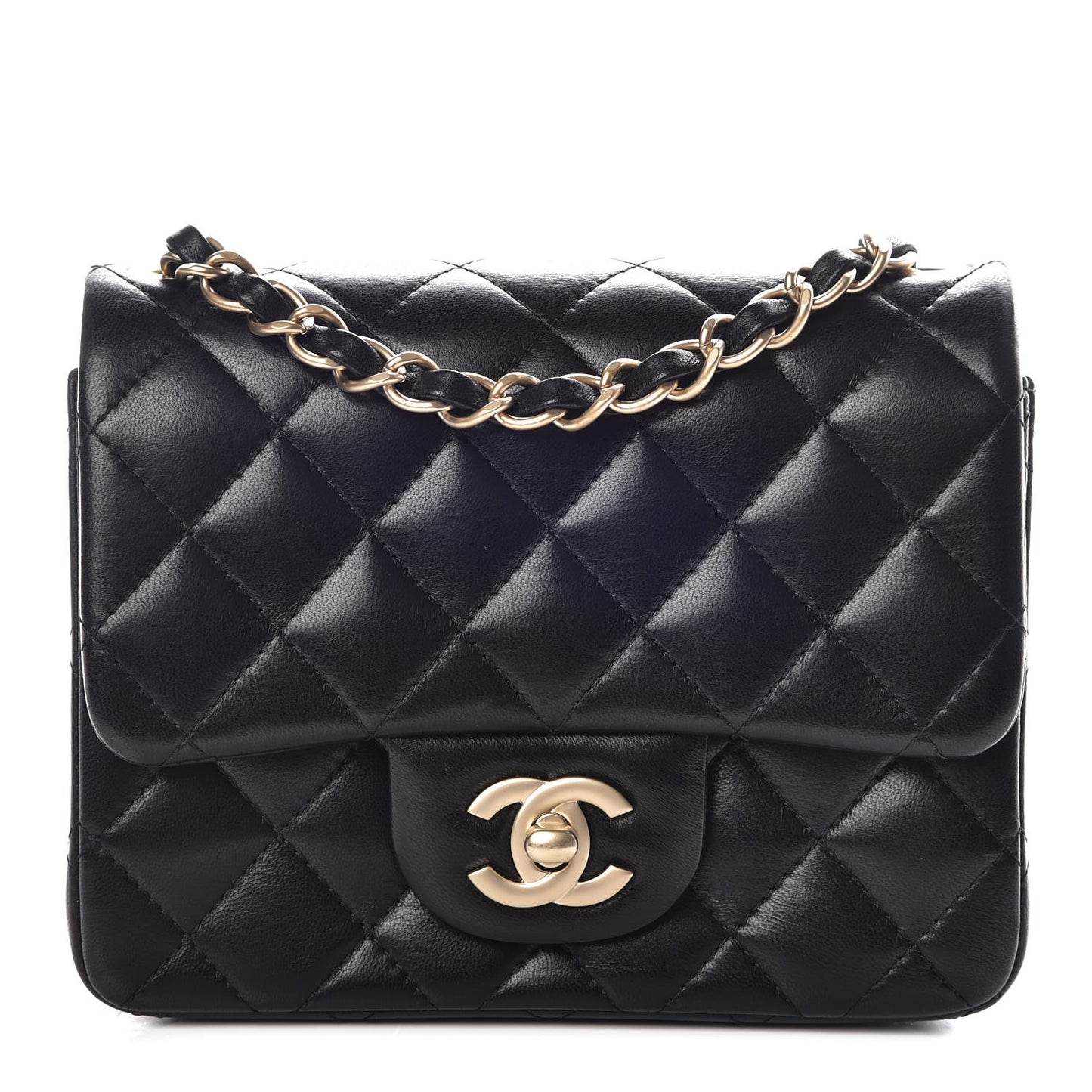 Lambskin Quilted Mini Square Flap Black