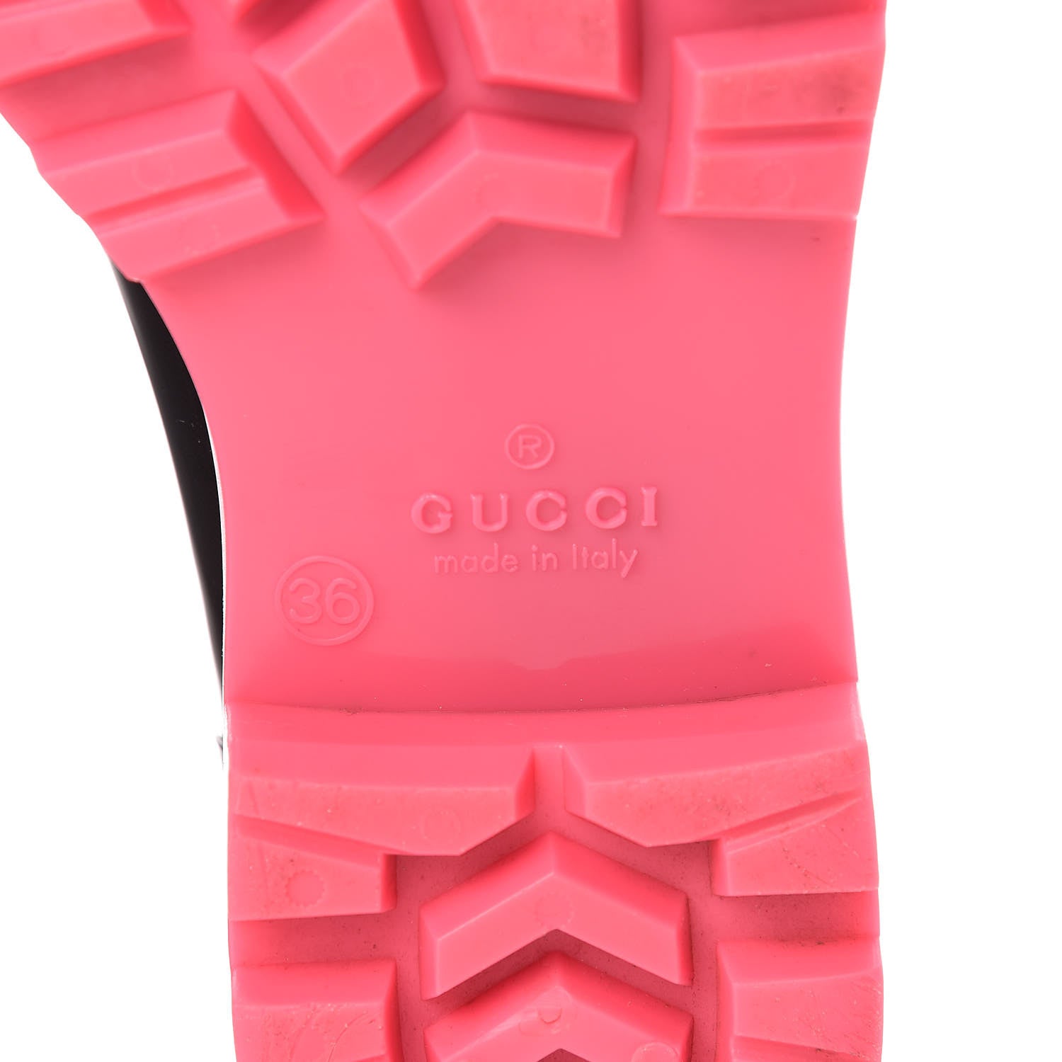 Gucci Rubber Monogram Edinburg Rain Boots 36 Pink Brown 8 of 14