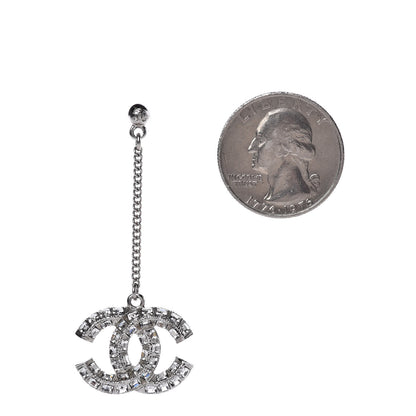 Chanel Baguette Crystal CC Dangle Earrings Silver 2 of 4