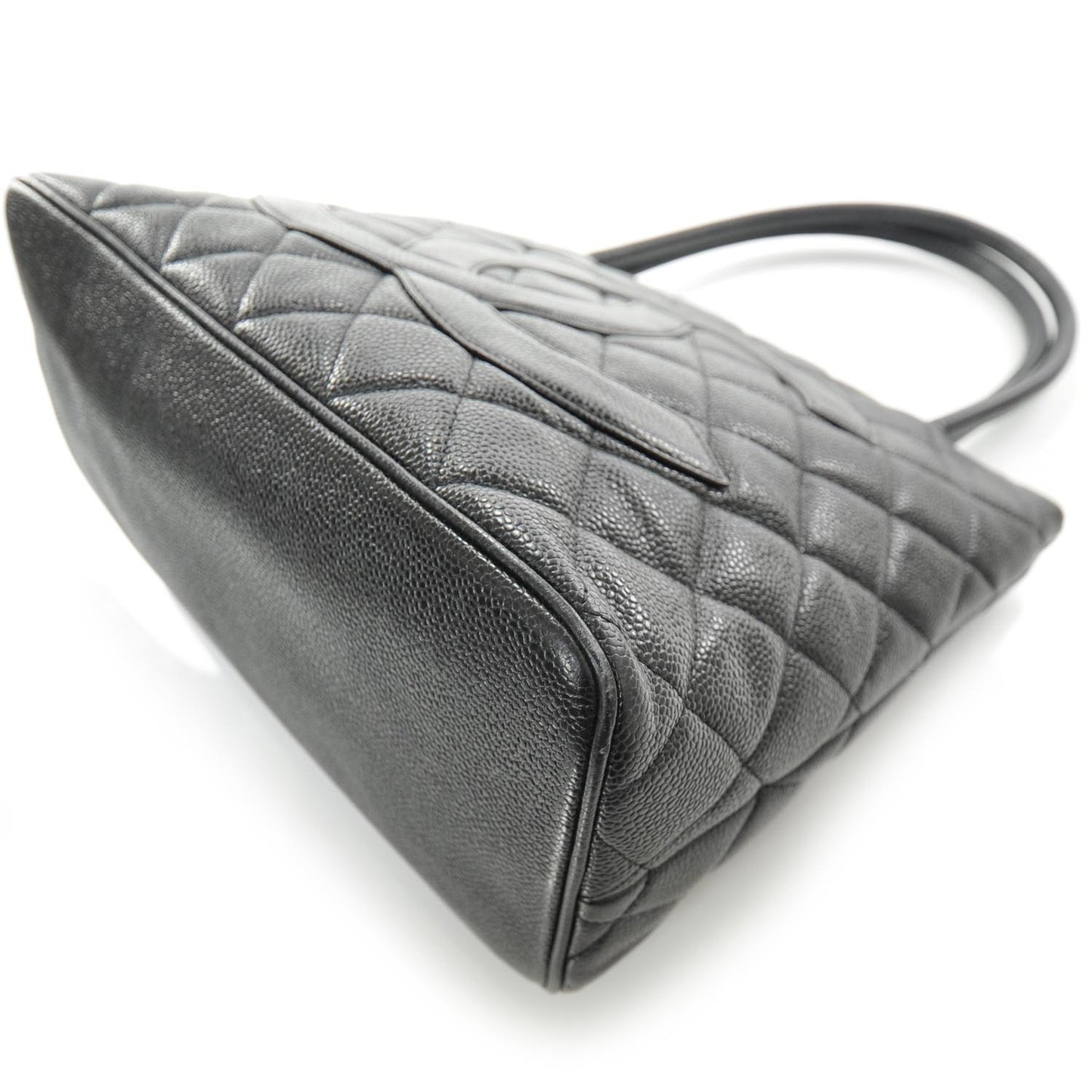 Caviar Quilted Medallion Tote Black