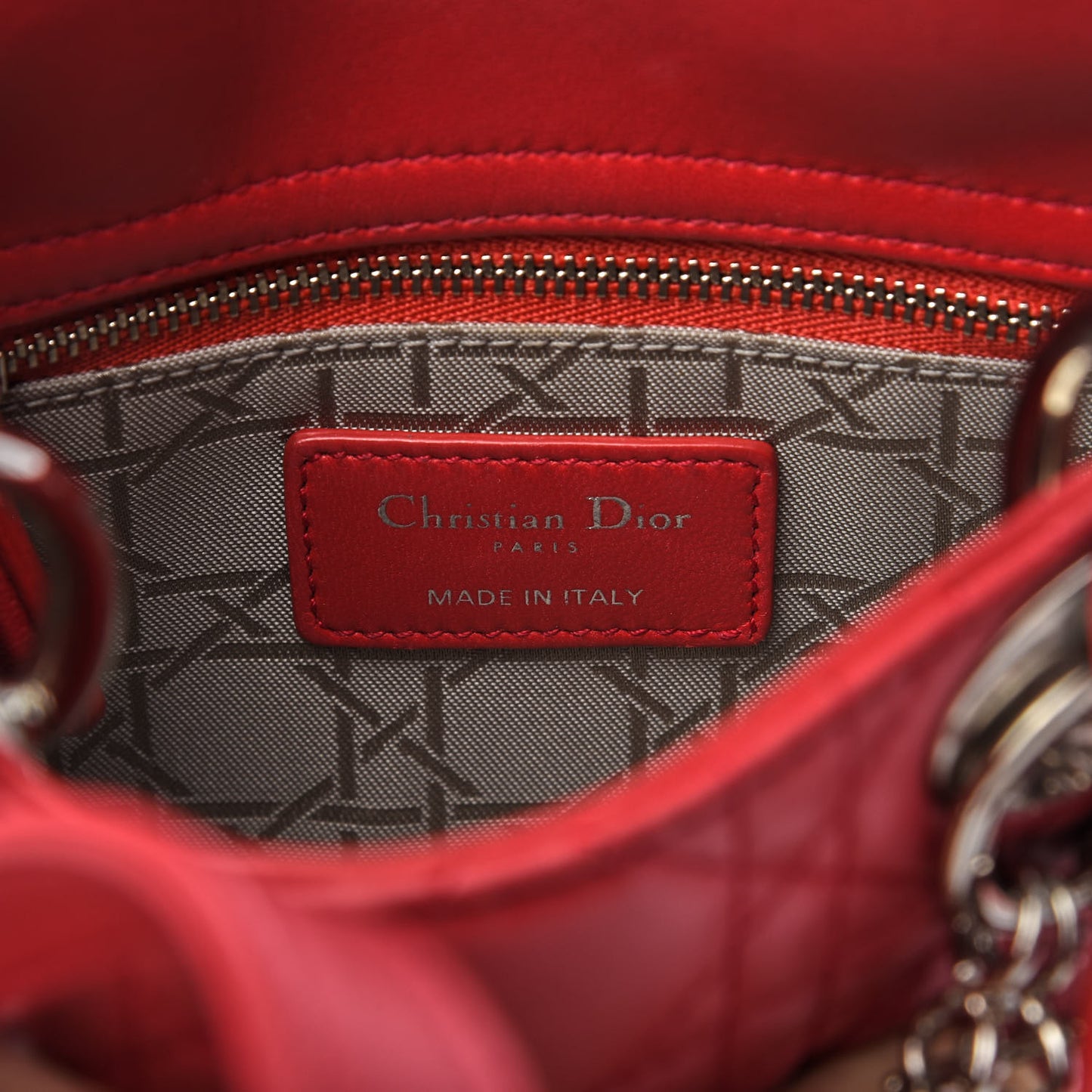 Lambskin Cannage Mini Lady Dior Red
