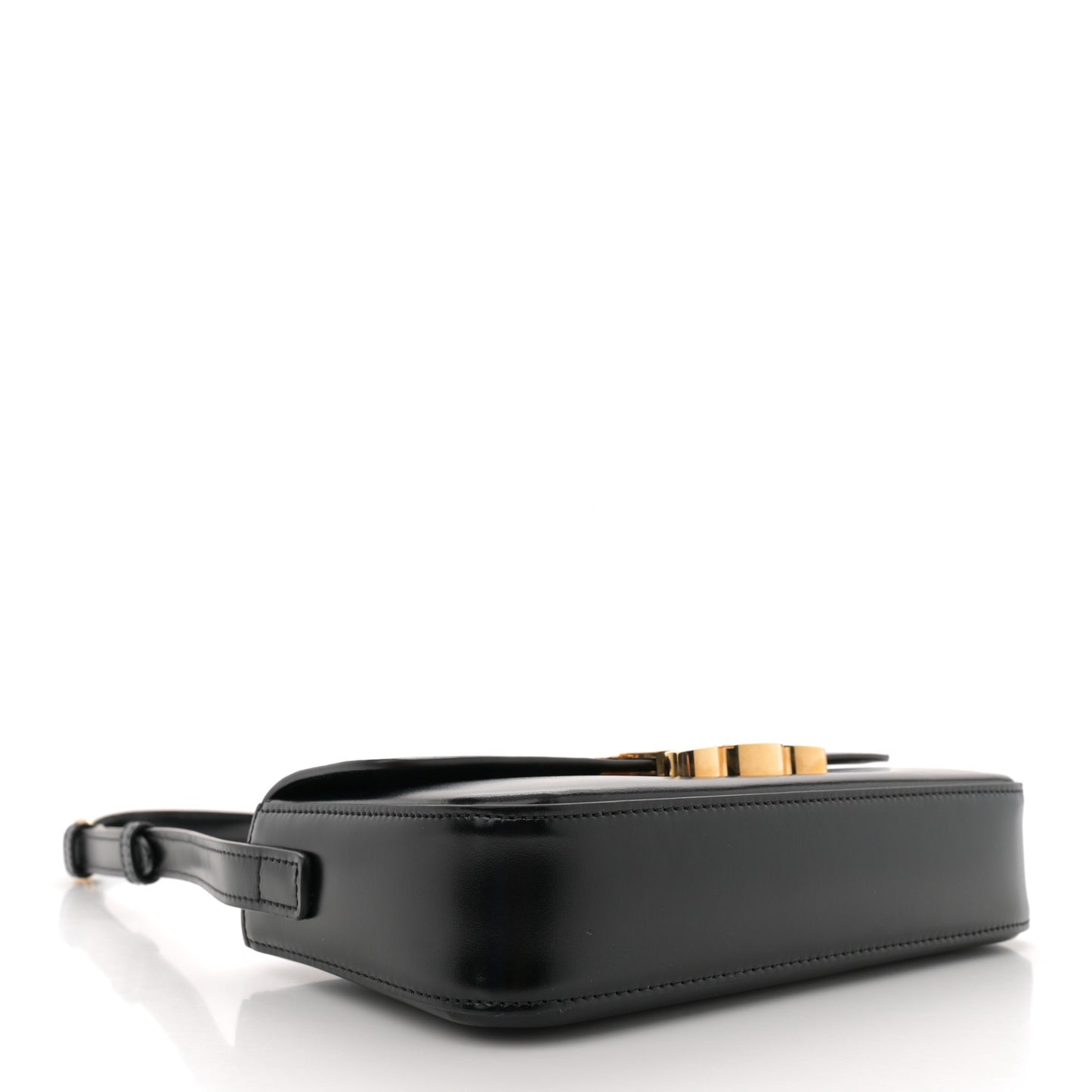 Shiny Calfskin Triomphe Shoulder Bag Black