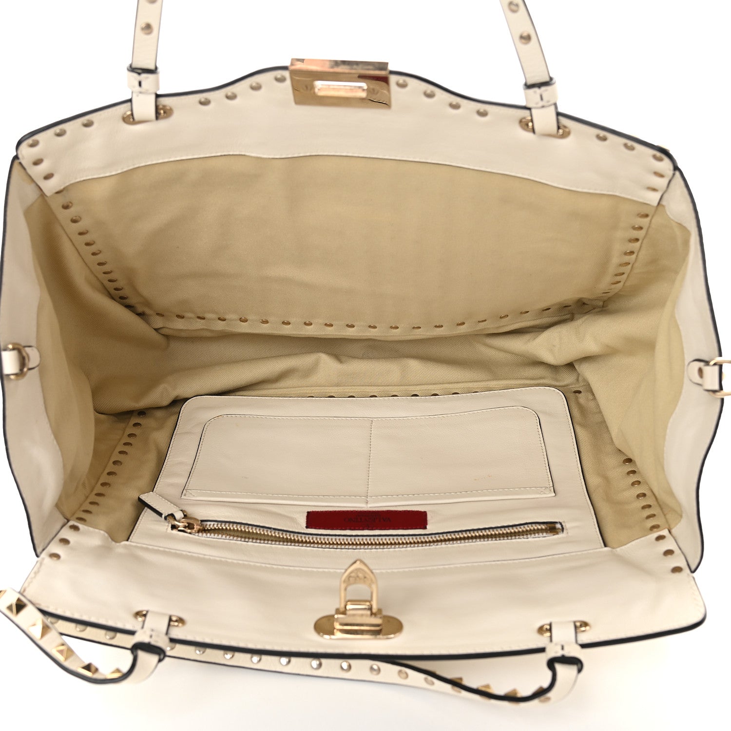 Valentino Garavani Vitello Medium Rockstud All Over Tote White 4 of 10