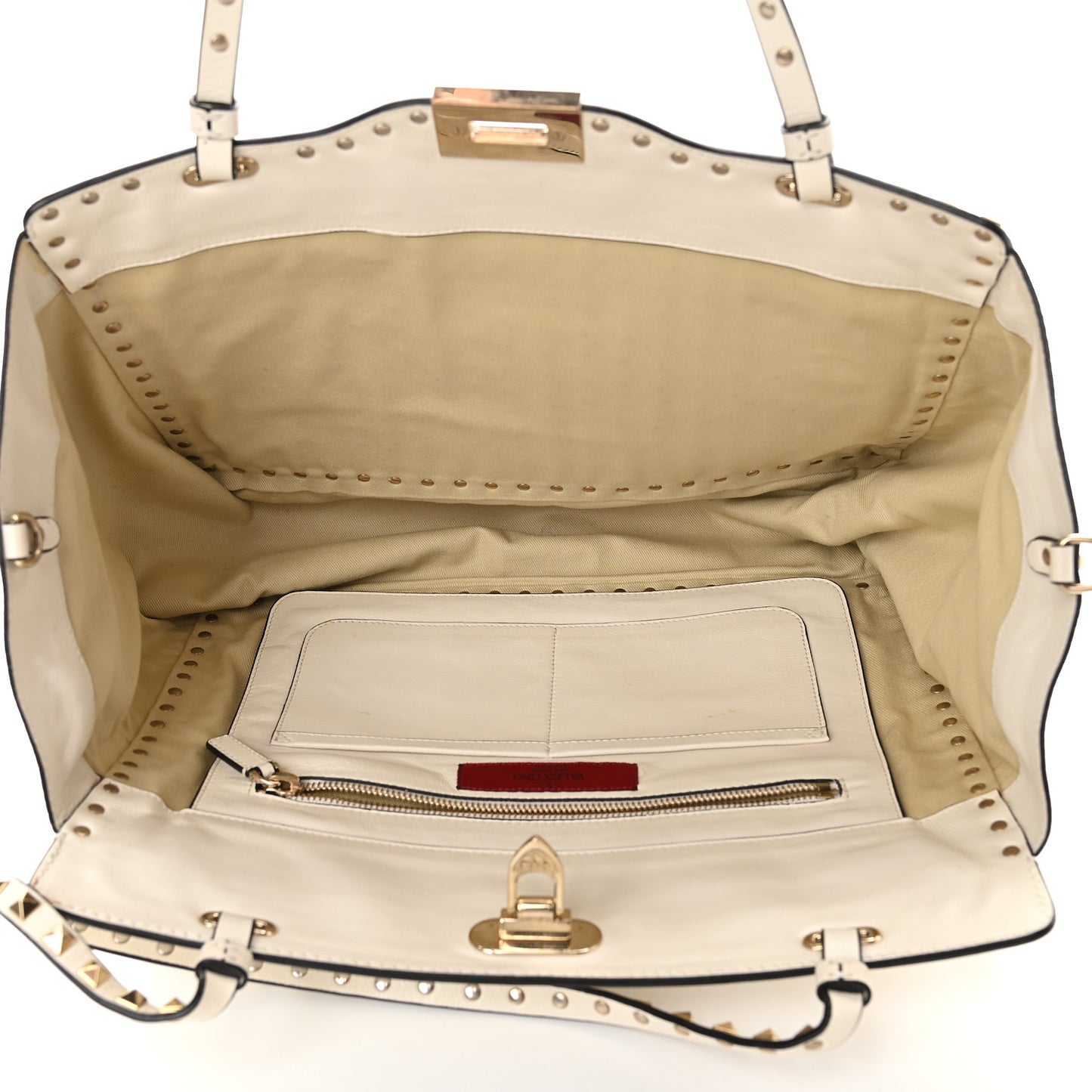 Vitello Medium Rockstud All Over Tote White