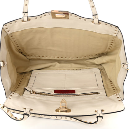 Valentino Garavani Vitello Medium Rockstud All Over Tote White 5 of 16