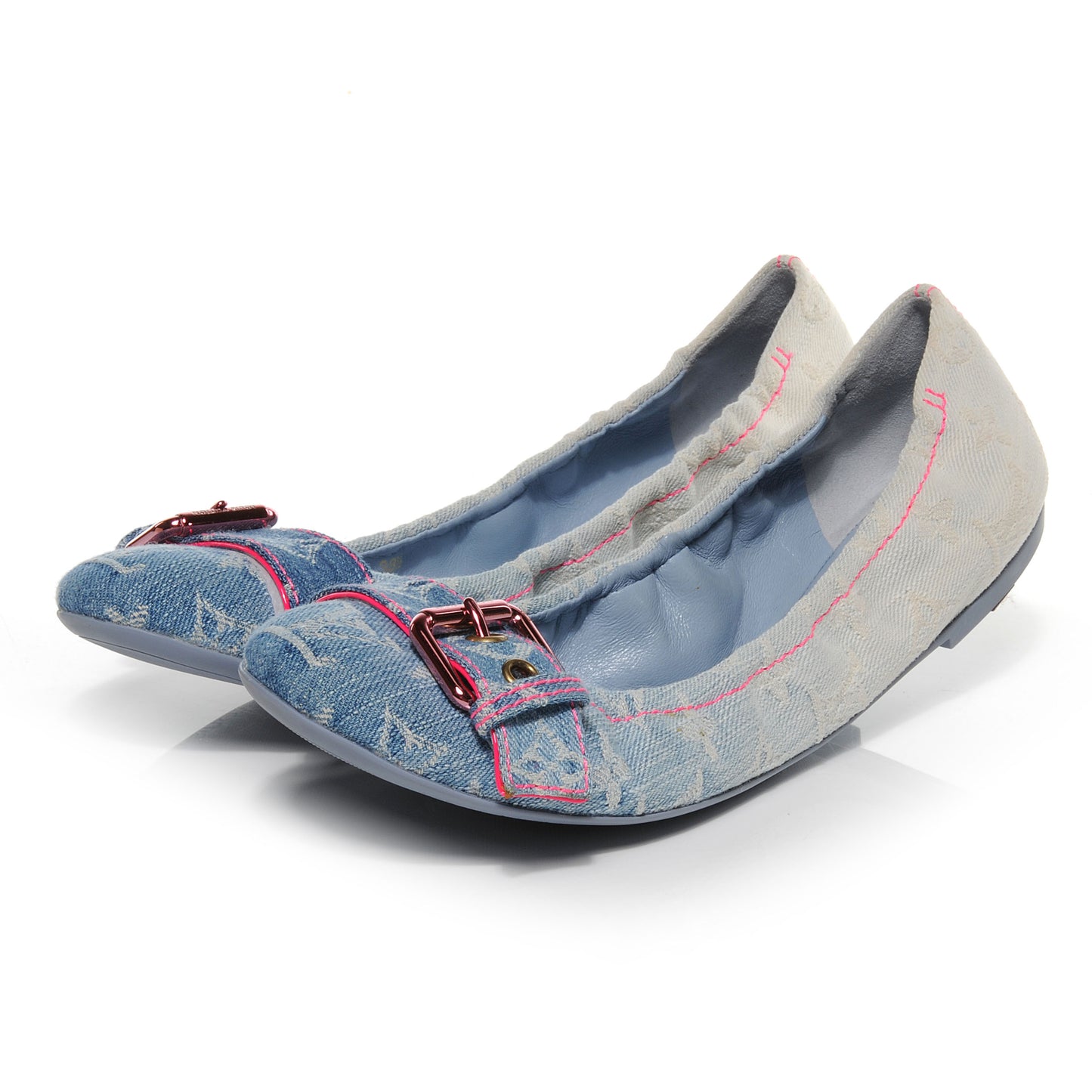 Monogram Denim Rosa Flats 38.5
