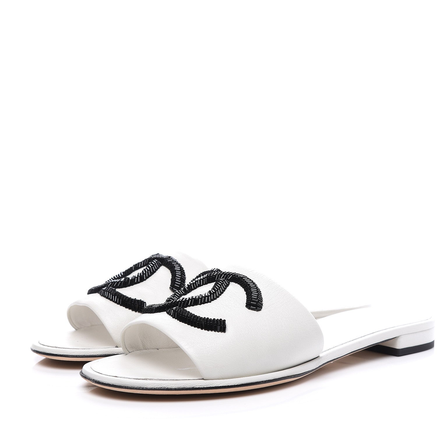Chanel Lambskin Beaded CC Mules 40.5 Grey 3 of 10