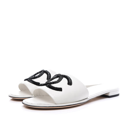 Chanel Lambskin Beaded CC Mules 40.5 Grey 3 of 10