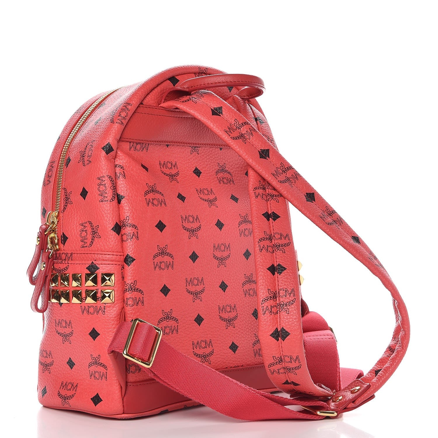 MCM Visetos Side Stud Small Stark Backpack Corail 3 of 11