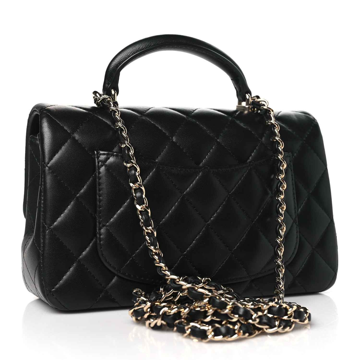 Chanel Lambskin Quilted Mini Top Handle Rectangular Flap Black 3 of 10