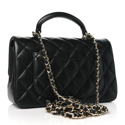 Chanel Lambskin Quilted Mini Top Handle Rectangular Flap Black 3 of 10