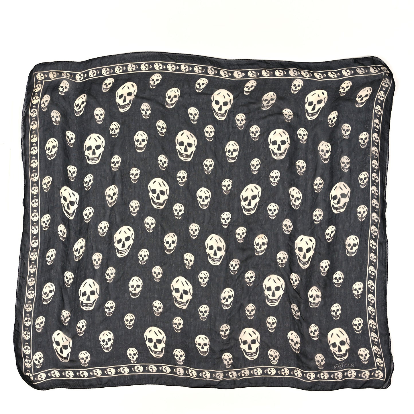 Silk Chiffon Skull Scarf Black Ivory
