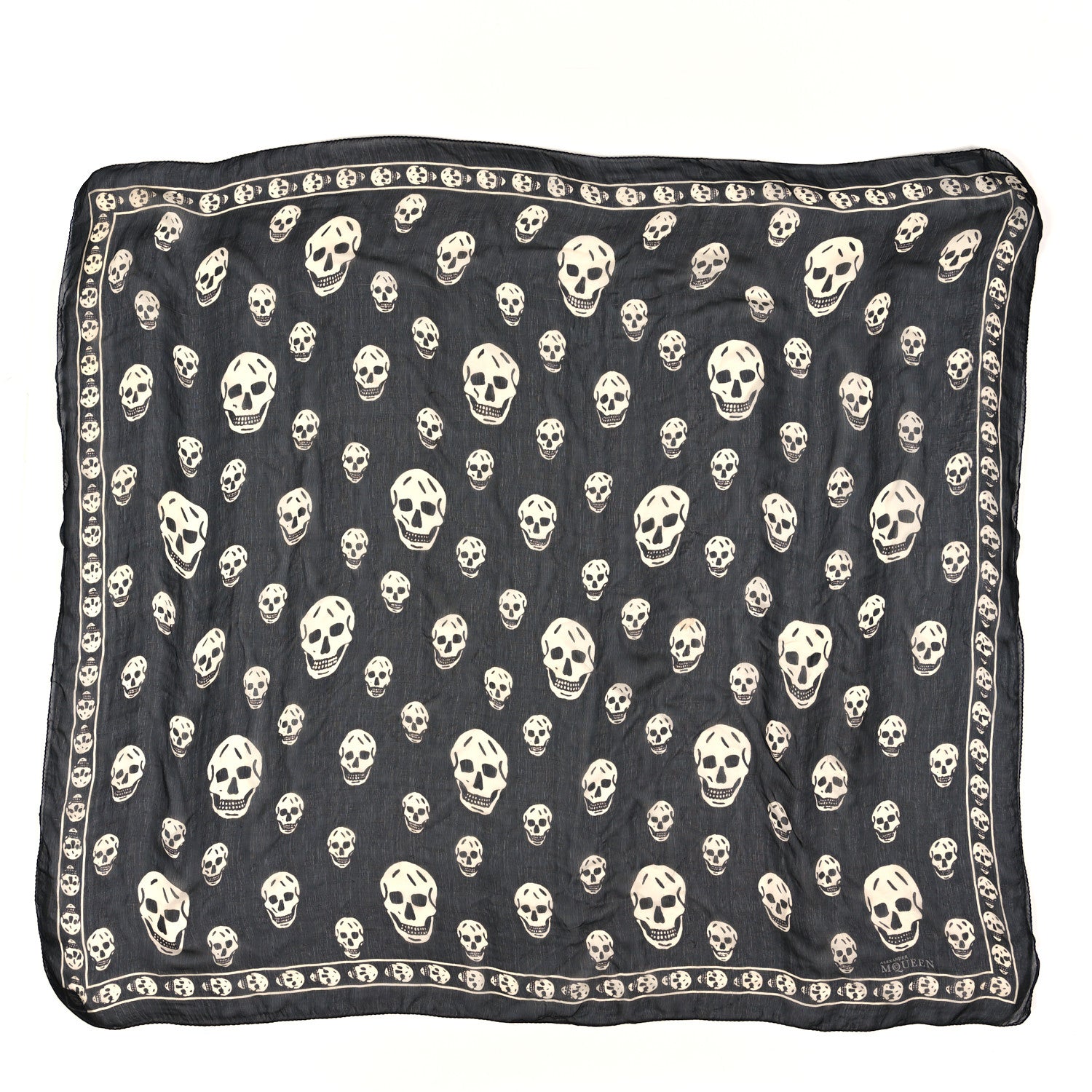 Alexander McQueen Silk Chiffon Skull Scarf Black Ivory 1 of 3