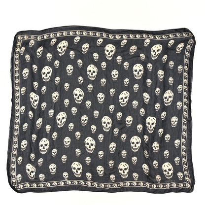Alexander McQueen Silk Chiffon Skull Scarf Black Ivory 1 of 3