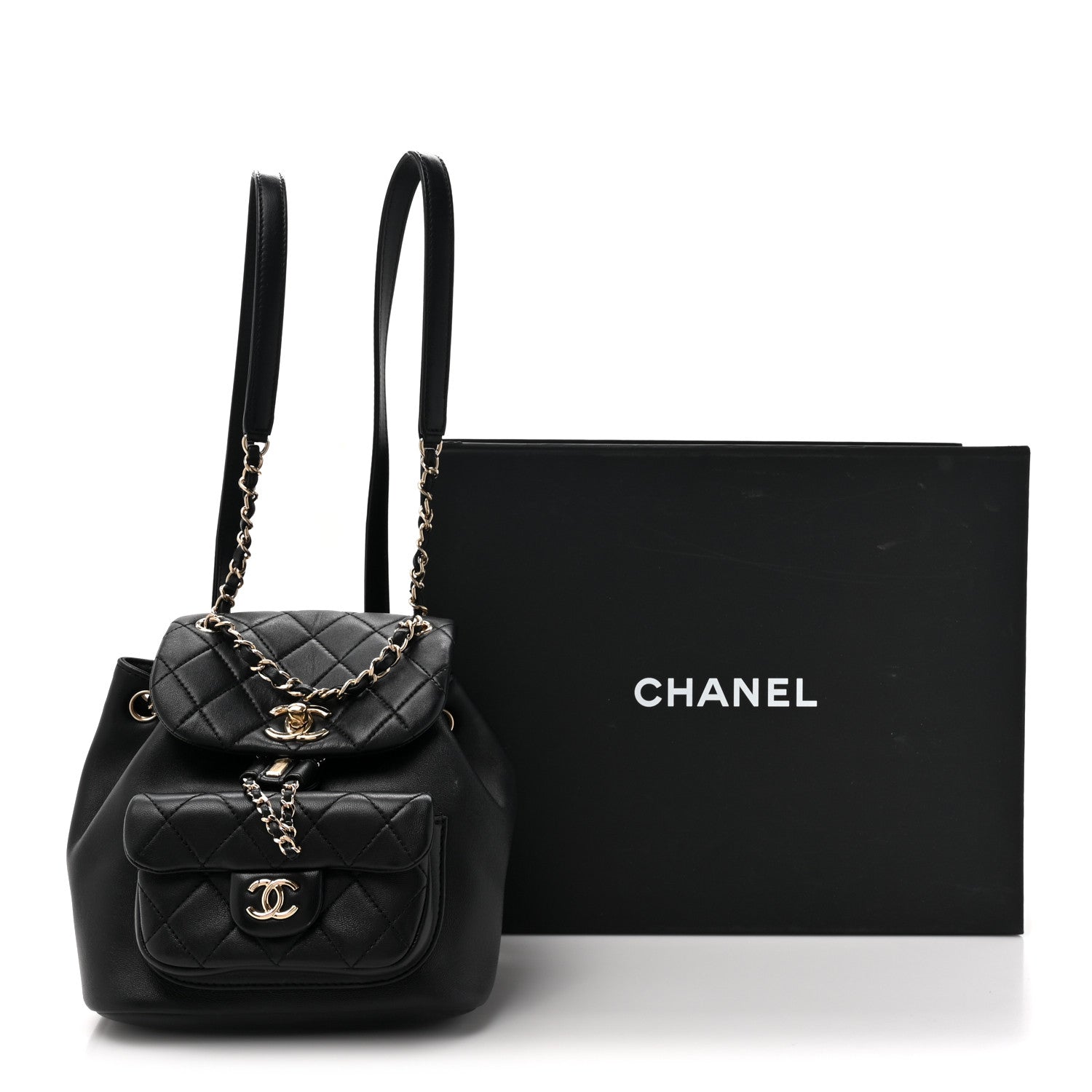 Chanel Lambskin Quilted Small Duma Drawstring Backpack Black 13 of 13