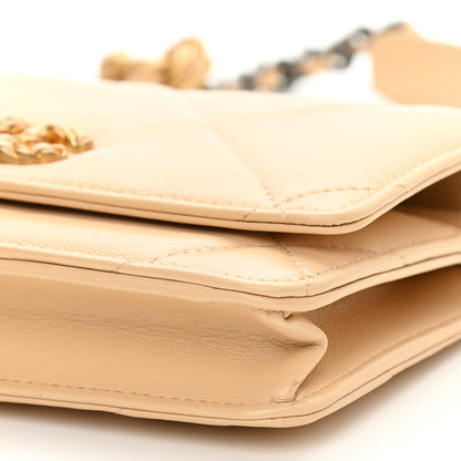 Chanel Goatskin Quilted Chanel 19 Wallet On Chain WOC Beige 12 of 14