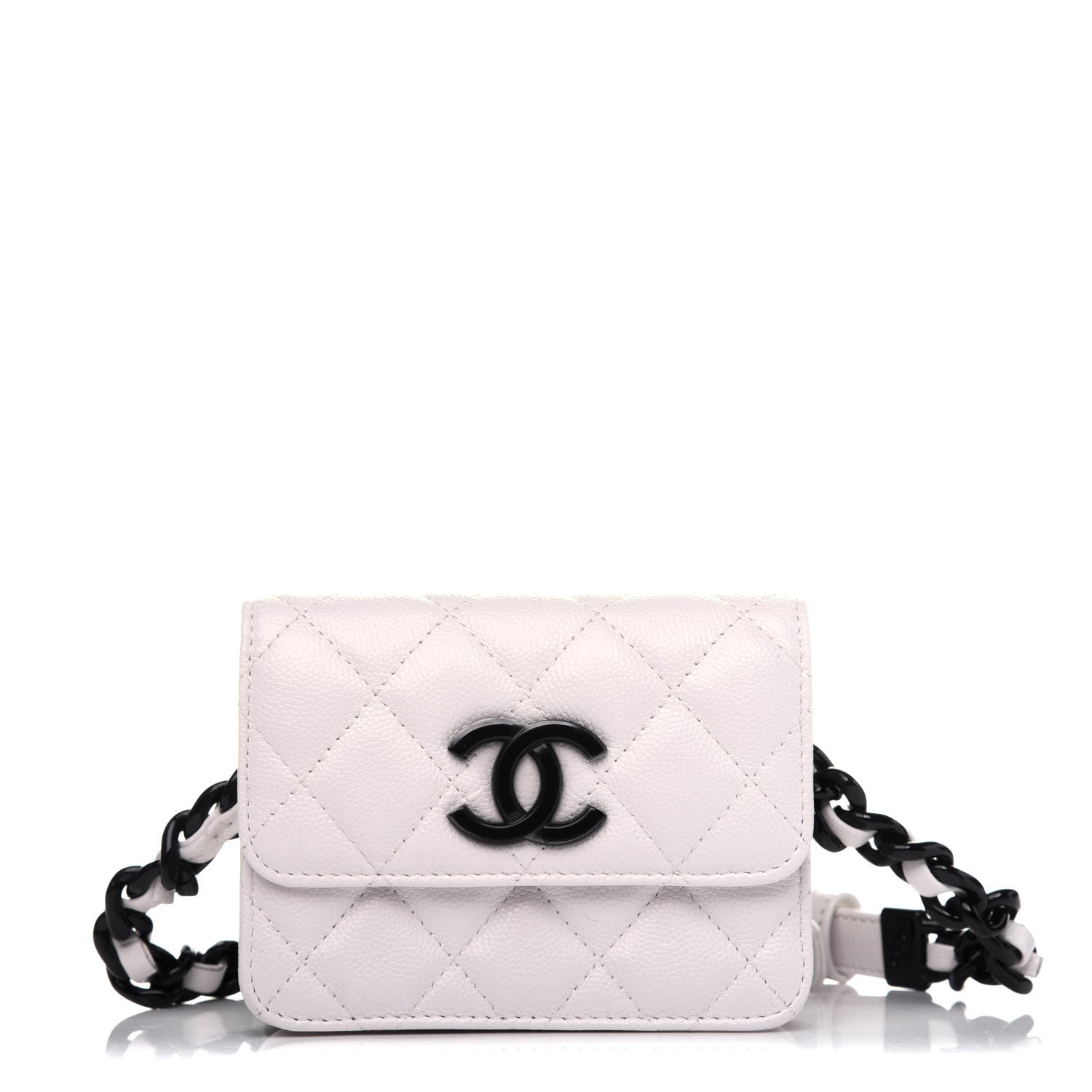 Chanel Caviar Quilted My Everything Belt Flap Card Holder White 1 of 14