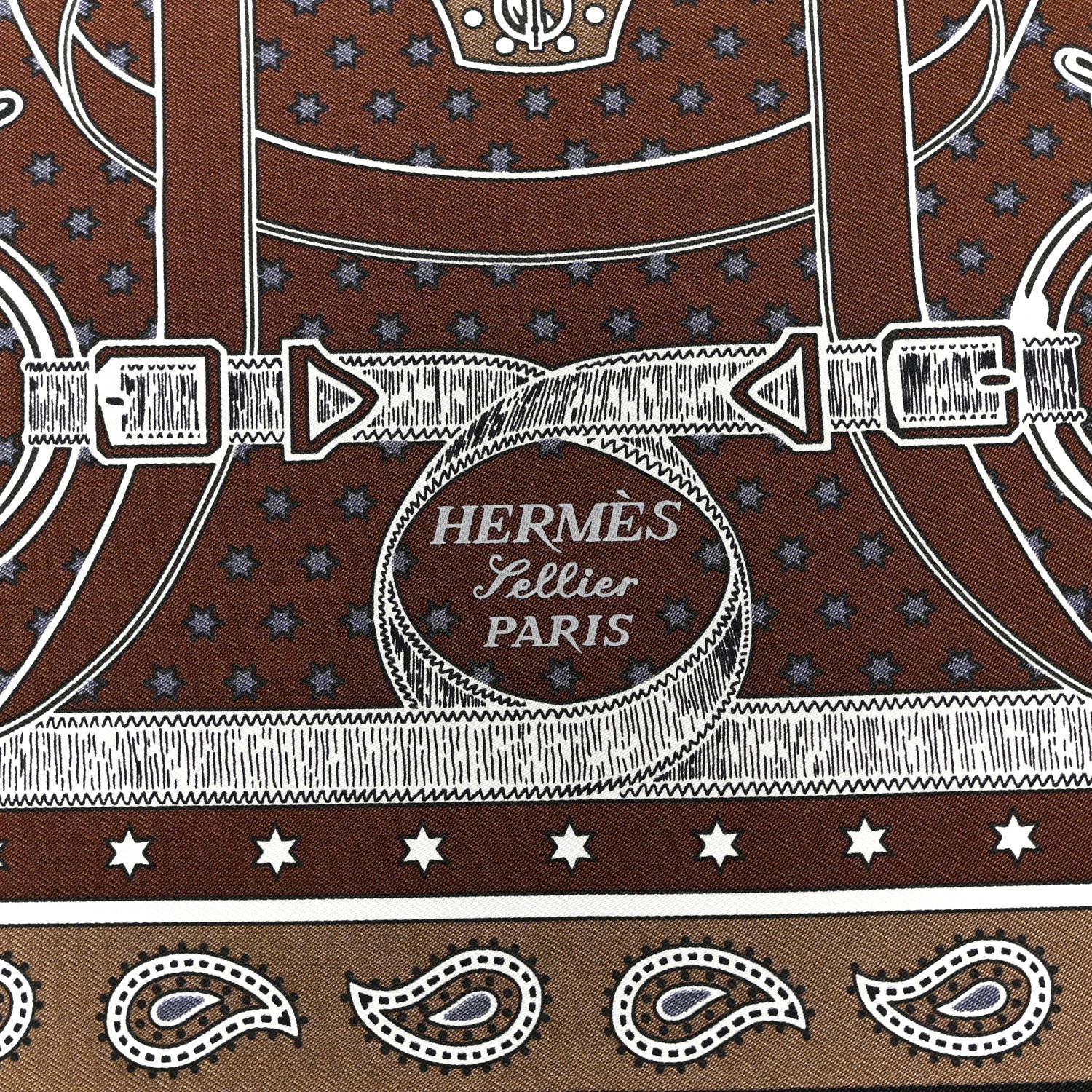 Hermes Silk Eperon D'Or Bandana Shawl 55 Etoupe Chocolate 2 of 5