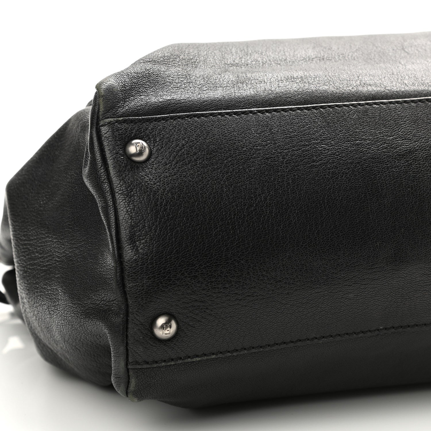 Fendi Goatskin Zucca Large Peekaboo Iconic Satchel Black Tobacco 10 of 14