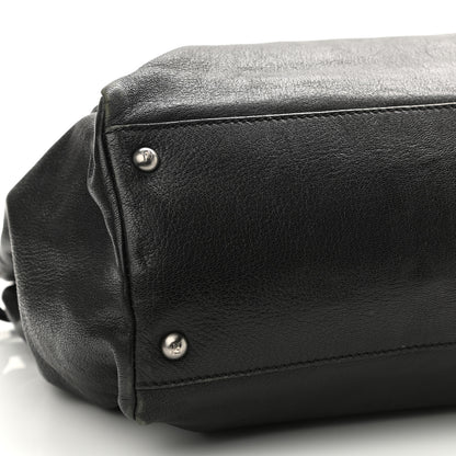 Fendi Goatskin Zucca Large Peekaboo Iconic Satchel Black Tobacco 10 of 14