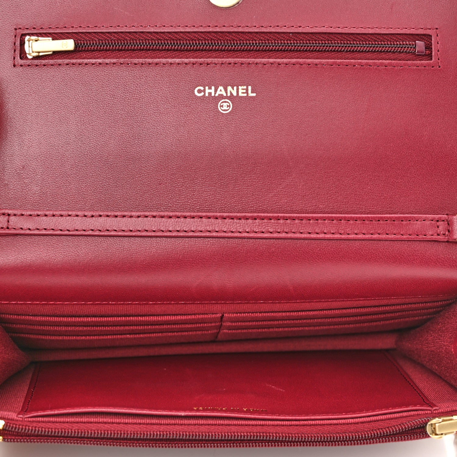 Chanel Lambskin Resin Quilted Coco Hearts Wallet On Chain WOC Burgundy 5 of 12
