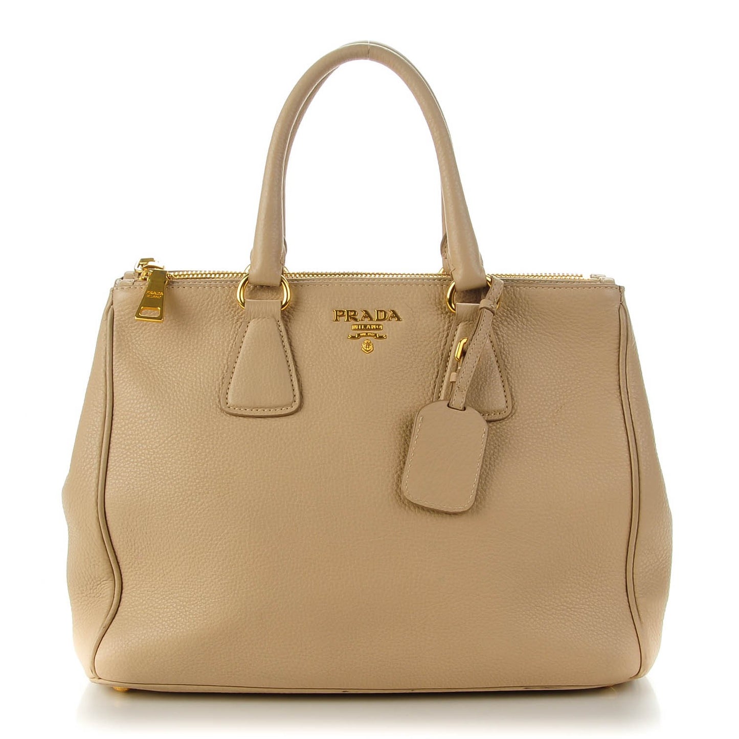 Vitello Daino Large Double Zip Tote Sabbia