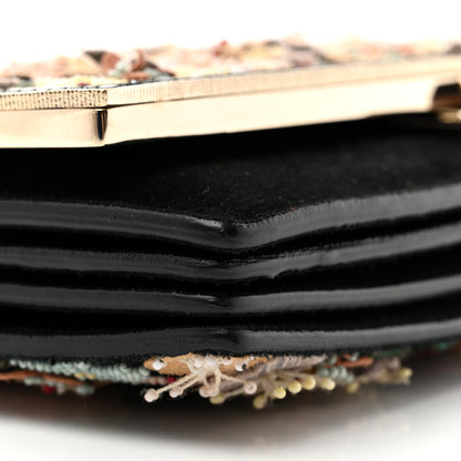 Valentino Garavani Velvet Crystal Flower Embellished Top Handle Clutch Black Multicolor 9 of 11
