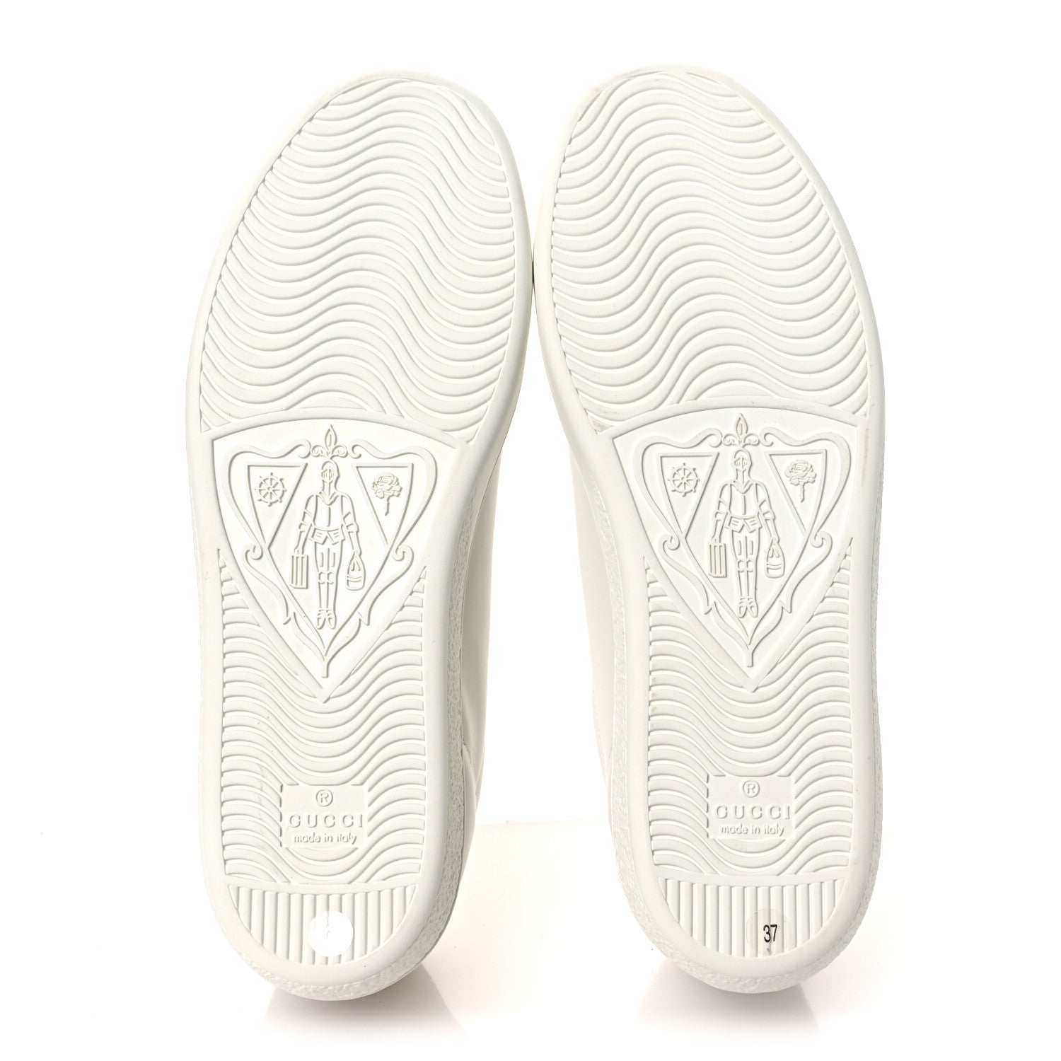 Gucci Calfskin Interlocking G Perforated Womens Ace Sneakers 37 White Grey Sky 7 of 11