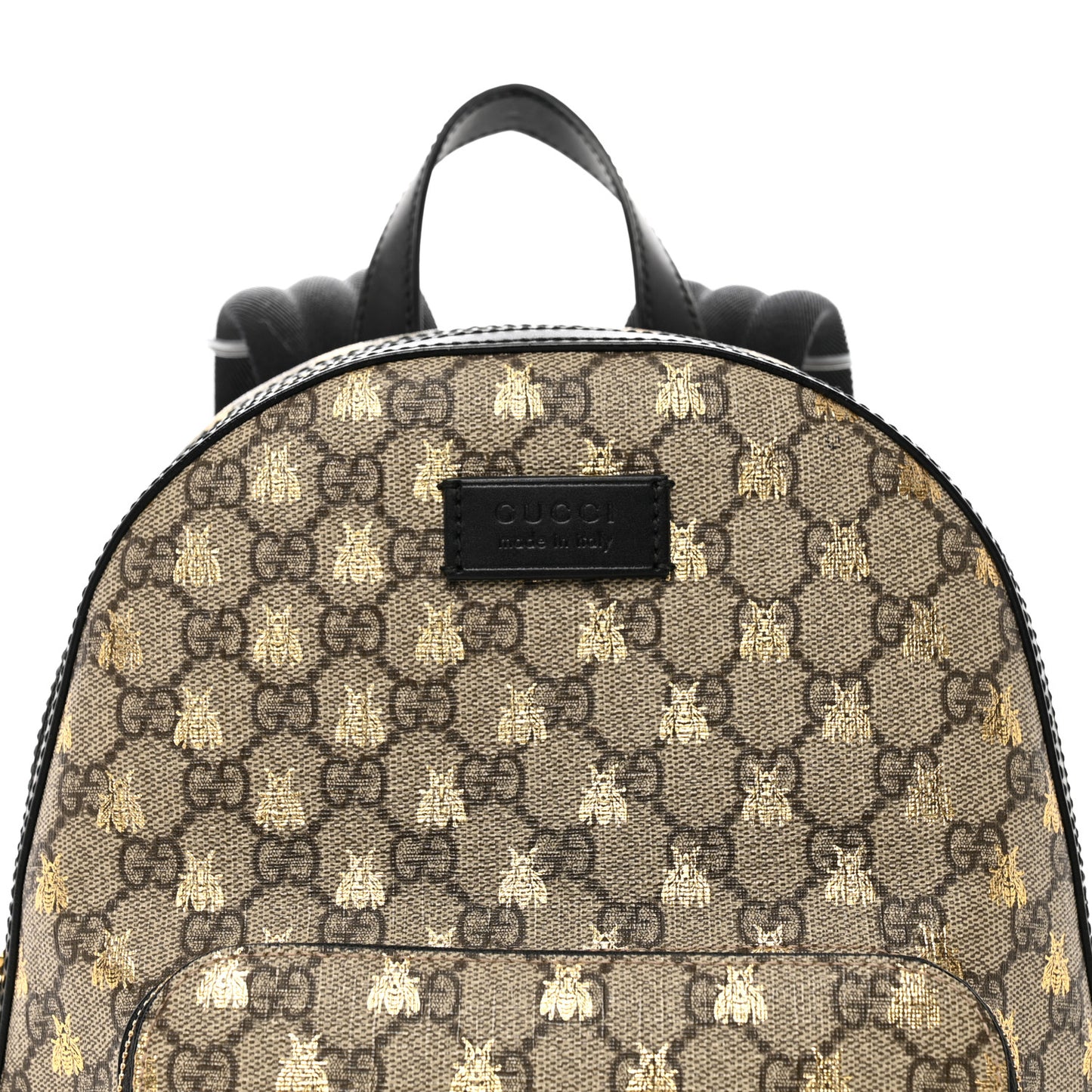 GG Supreme Monogram Bees Print Small Day Backpack Beige Oro Black