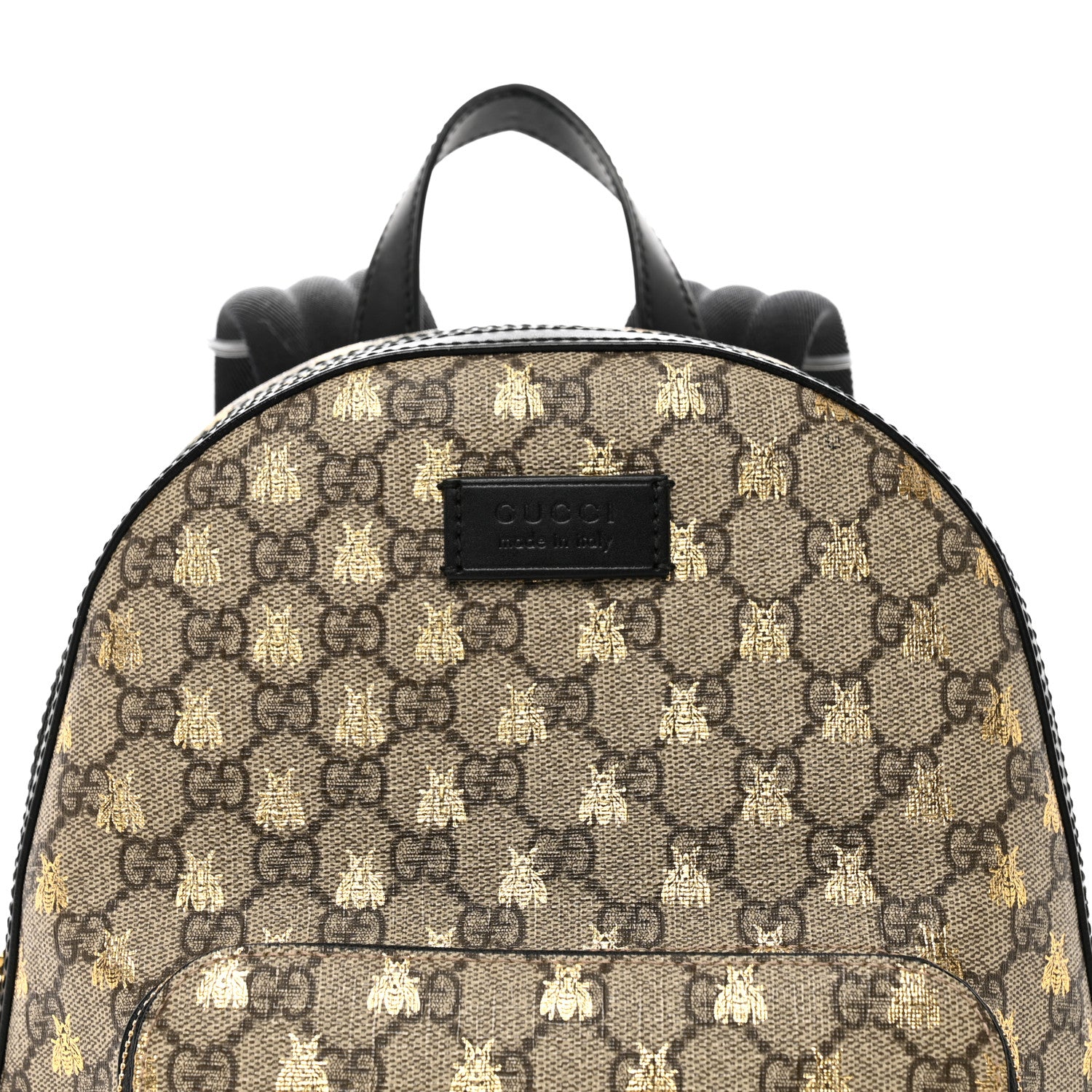 Gucci GG Supreme Monogram Bees Print Small Day Backpack Beige Oro Black 5 of 10