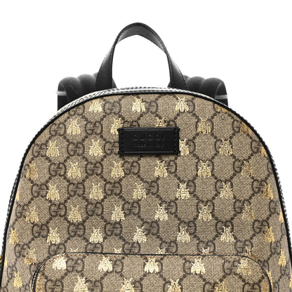 Gucci GG Supreme Monogram Bees Print Small Day Backpack Beige Oro Black 5 of 10