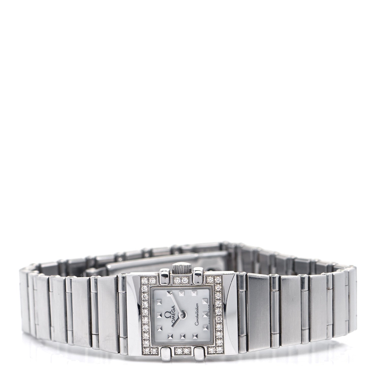 Omega Stainless Steel Diamond Bezel Mother of Pearl 15mm Constellation Quadra Quartz Watch 1535.71.00 2 of 4