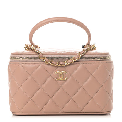 Chanel Lambskin Quilted Small Top Handle Vanity Case With Chain Beige 1 of 11
