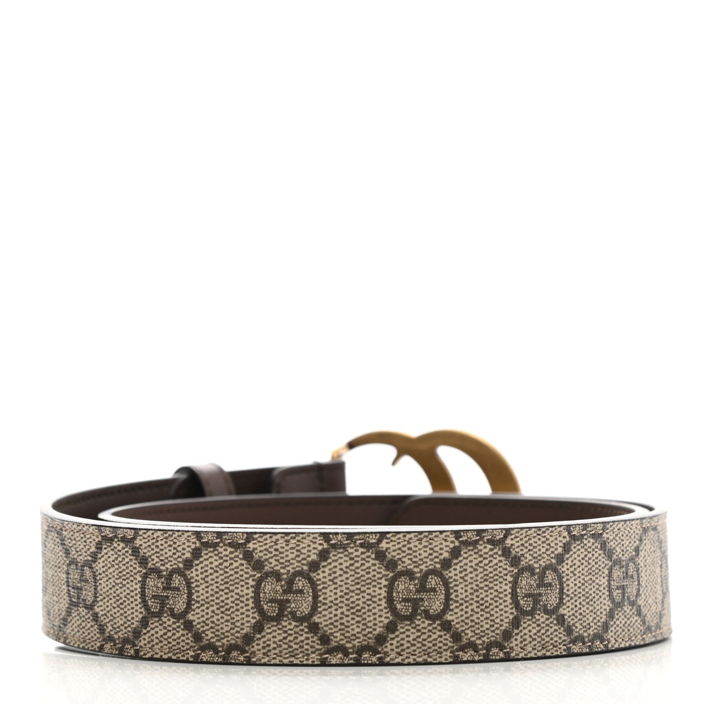 GG Supreme Monogram Matte Plutone Calfskin Double G 30mm Belt 80 32 Beige Ebony New Acero