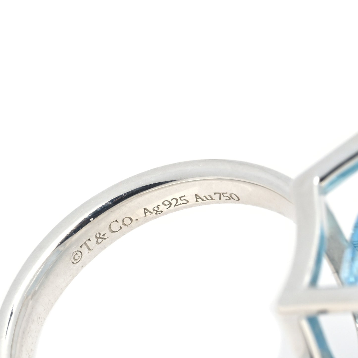 Sterling Silver 18K Rose Gold Blue Topaz Return to Tiffany Love Bugs Butterfly Ring 53 6.5