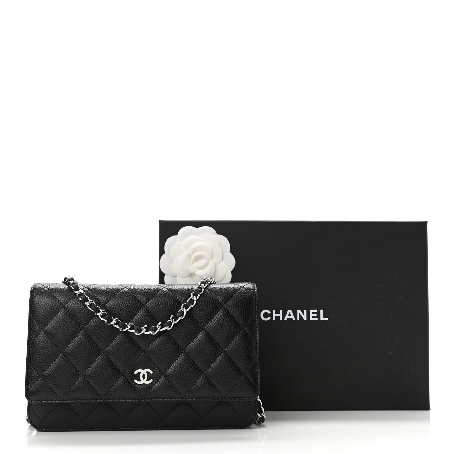 Caviar Quilted Wallet On Chain WOC Black